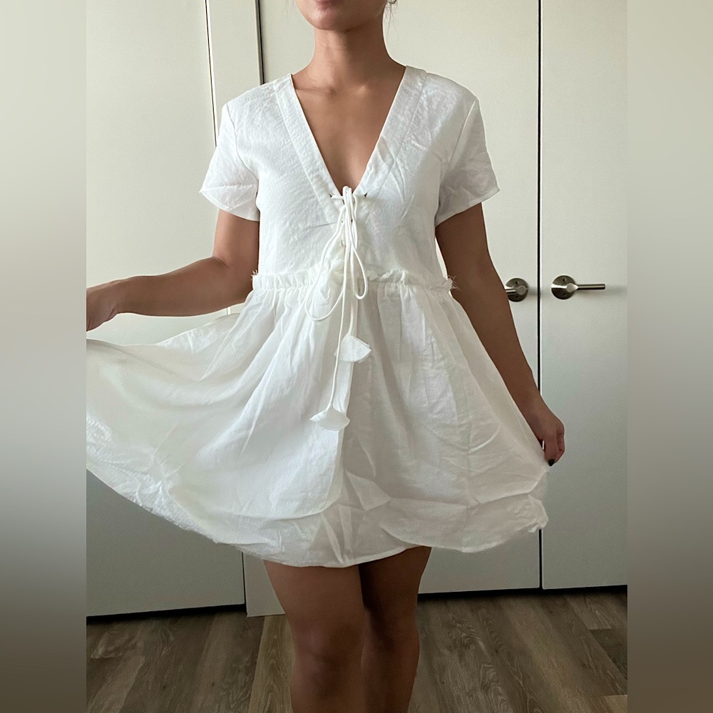 Hazel White Babydoll Dress